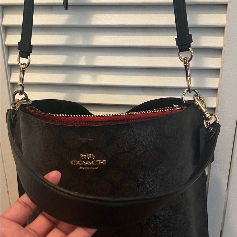 Coach dark brown and Black Crossbody and shoulder Bag 13”x12” - Picture 6 of 15